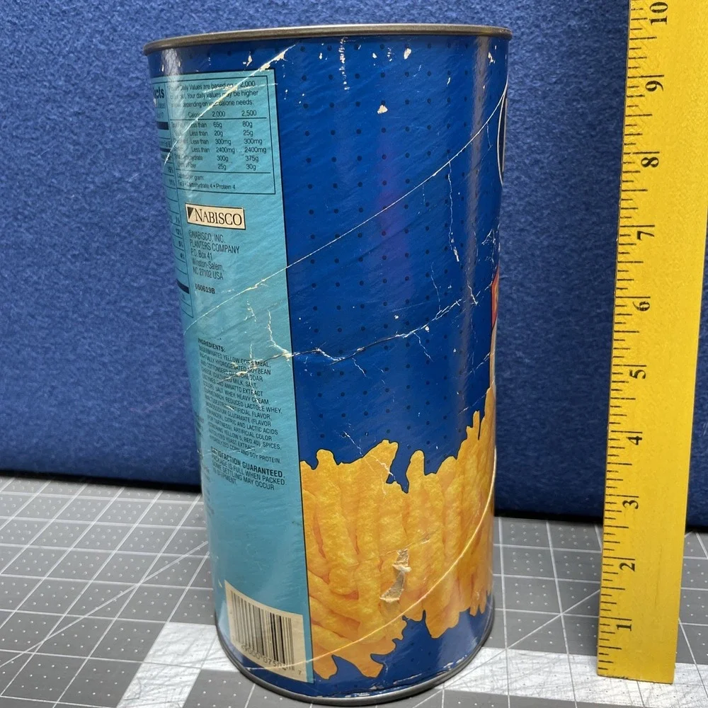 Collector Planters Cheez‎ Curls 1989 Economy Size Empty Missing Lid Canister Tin